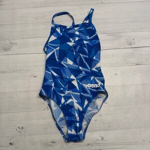 Arena girls blue geometric one piece swimsuit size 24